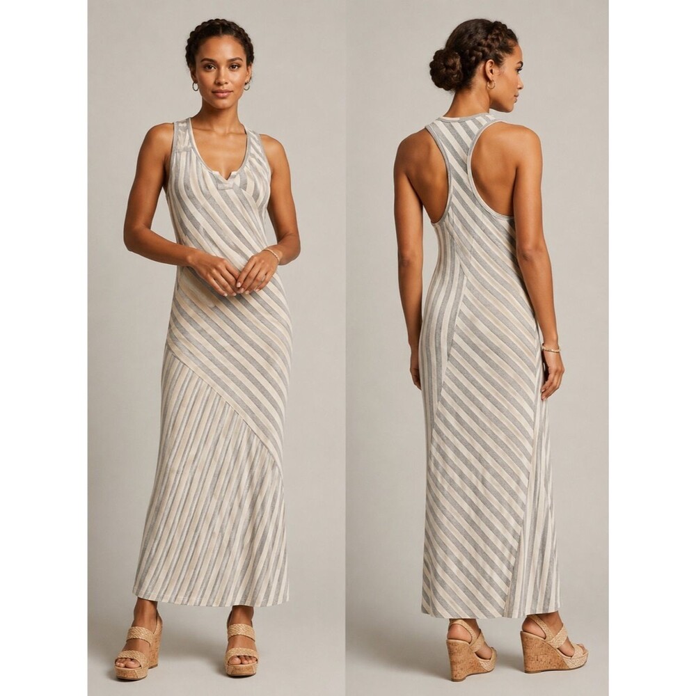 🤍 NWT Fraiche by J Striped Racerback Maxi Dress | Size Small